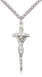 [0564SS/CO7SS24] Sterling Silver Papal Crucifix Pendant on a 24 inch Sterling Silver Heavy Curb chain