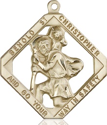 [5628KT] 14kt Gold Saint Christopher Medal