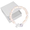 Children's Pink Pearlized Bracelet with Guardian Angel Heart