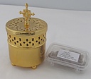 Brass Cylindrical Incense Burner w/Cross