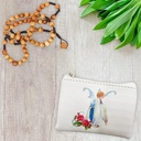 Our Lady of Grace Zipper Rosary Pouch - White
