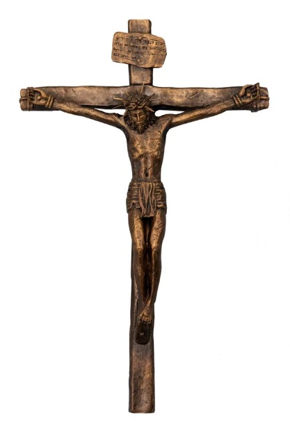 15in. Antique Bronze Realistic Crucifix
