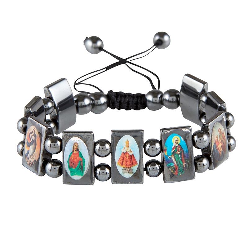 Catholic Hematite Saints Stretch Bracelet