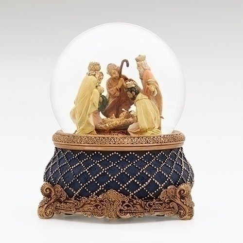 6.75"H Musical Nativity Dome - 120Mm; Ornate Base; Wind Up - Christmas