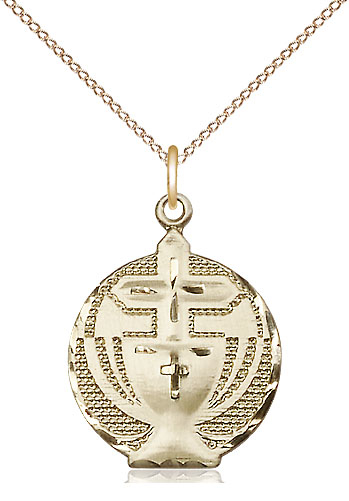 14kt Gold Filled Communion Pendant on a 18 inch Gold Filled Light Curb chain