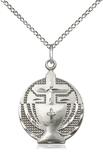 Sterling Silver Communion Pendant on a 18 inch Sterling Silver Light Curb chain