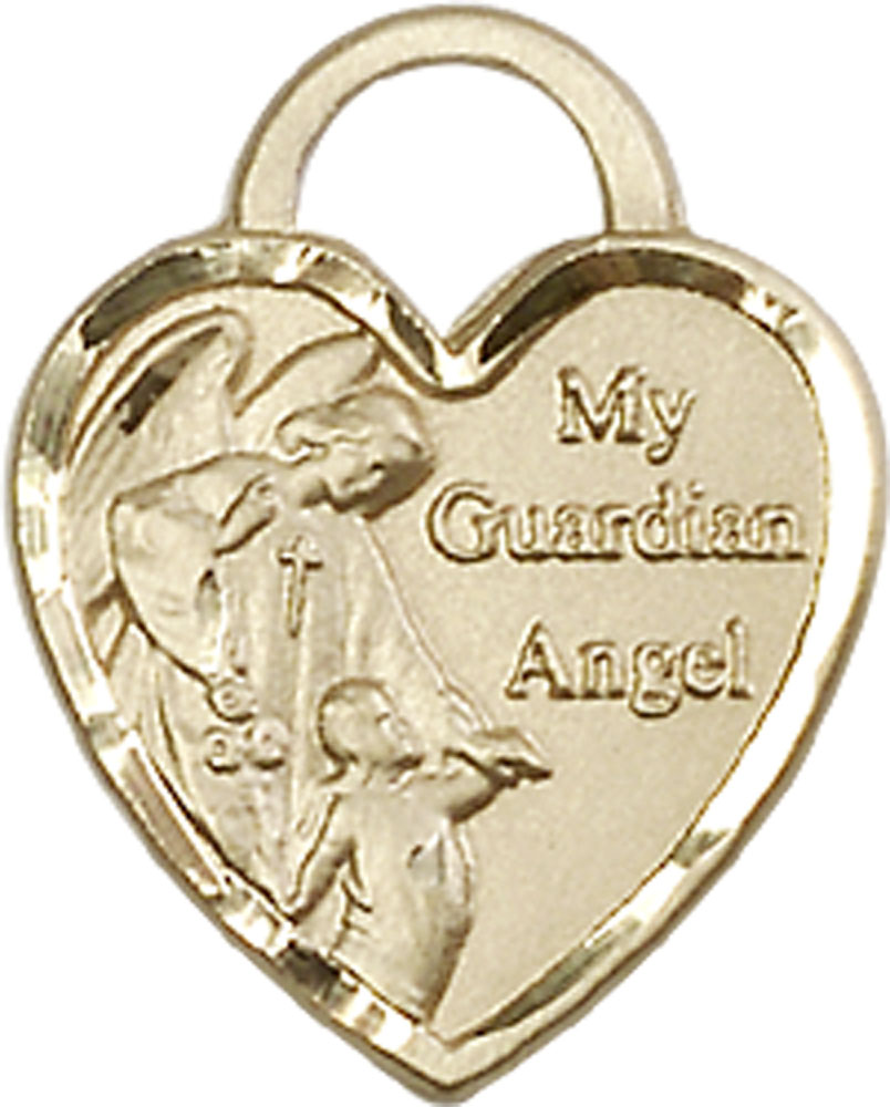14kt Gold Guardian Angel Heart Medal