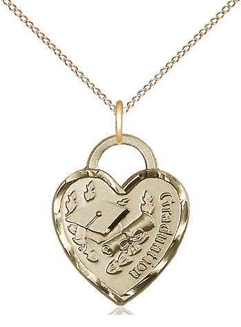 14kt Gold Filled Graduation Heart Pendant on a 18 inch Gold Filled Light Curb chain