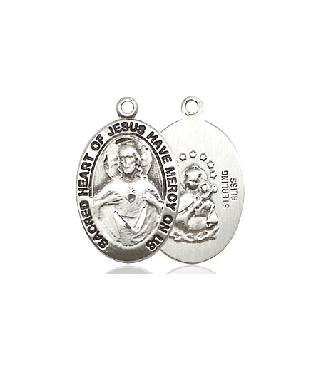 Sterling Silver Scapular w/ Ruby Stone Medal with a 3mm Ruby Swarovski stone
