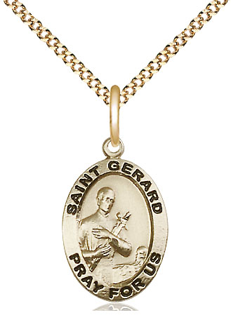 14kt Gold Filled Saint Gerard Majella Pendant on a 18 inch Gold Plate Light Curb chain