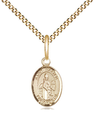 14kt Gold Filled Saint Walter of Pontnoise Pendant on a 18 inch Gold Plate Light Curb chain