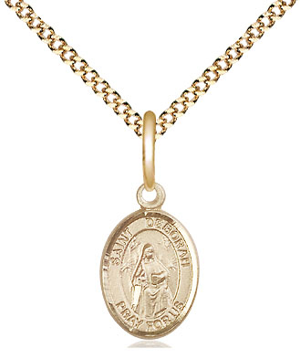 14kt Gold Filled Saint Deborah Pendant on a 18 inch Gold Plate Light Curb chain