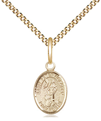 14kt Gold Filled Saint Peter Nolasco Pendant on a 18 inch Gold Plate Light Curb chain