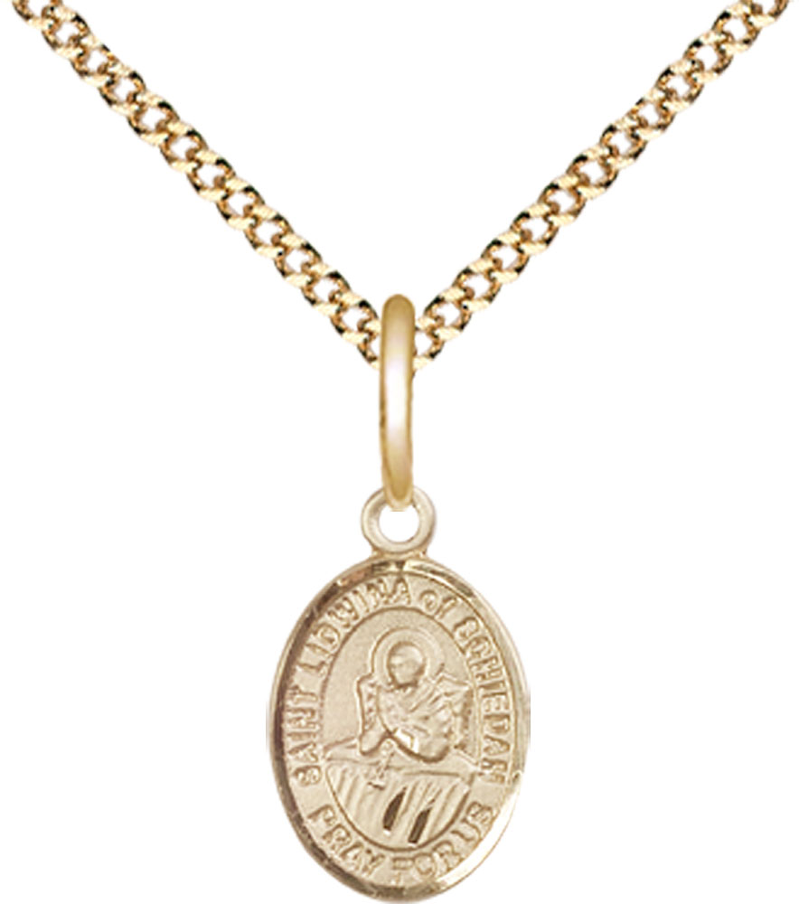 14kt Gold Filled Saint Lidwina of Schiedam Pendant on a 18 inch Gold Plate Light Curb chain