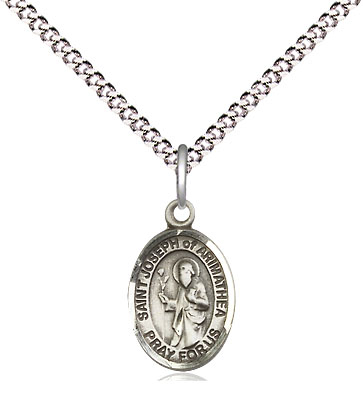 Sterling Silver Saint Joseph of Arimathea Pendant on a 18 inch Light Rhodium Light Curb chain