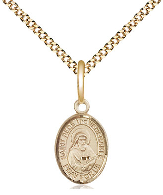 14kt Gold Filled Saint Bede the Venerable Pendant on a 18 inch Gold Plate Light Curb chain