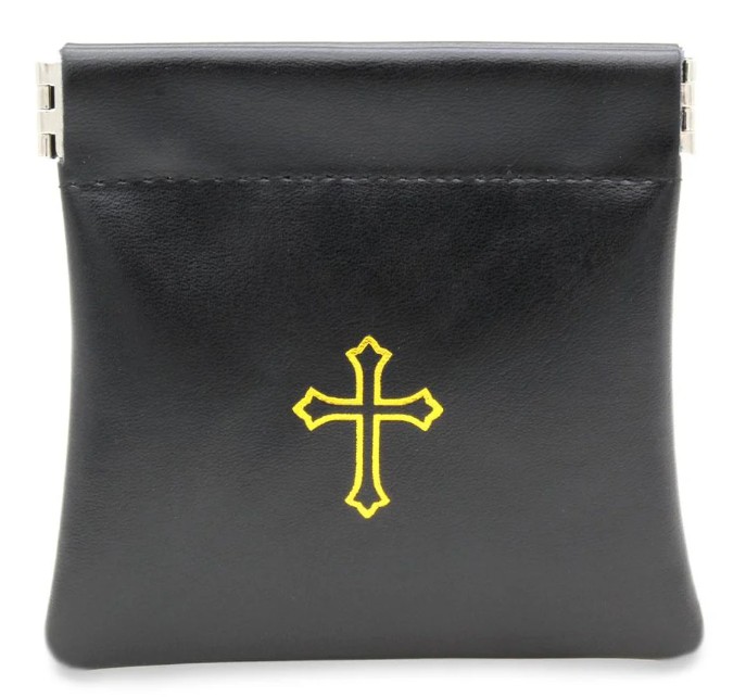 Vinyl Leatherette Rosary Case - Black