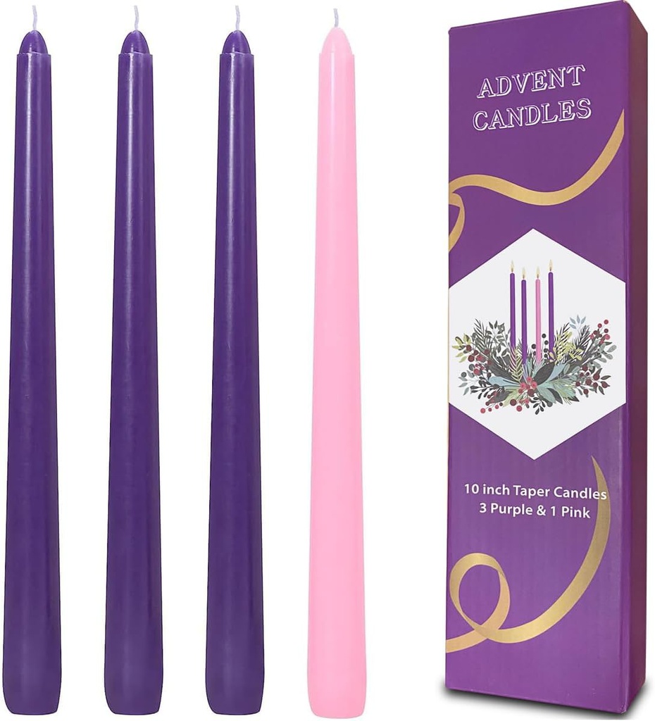 4 Pack Advent Taper Candles - Christmas