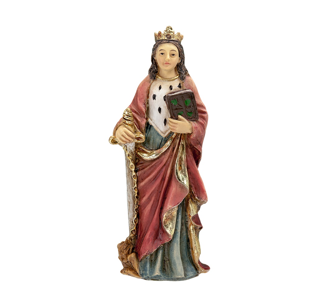 4" Cold Cast Resin Hand Painted Statue of Saint Dymphna