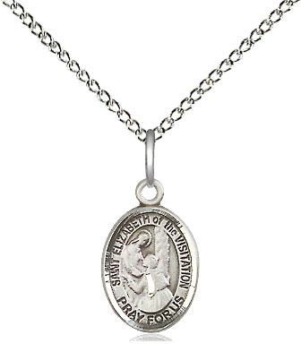 Sterling Silver Saint Elizabeth of the Visitation Pendant on a 18 inch Sterling Silver Light Curb chain