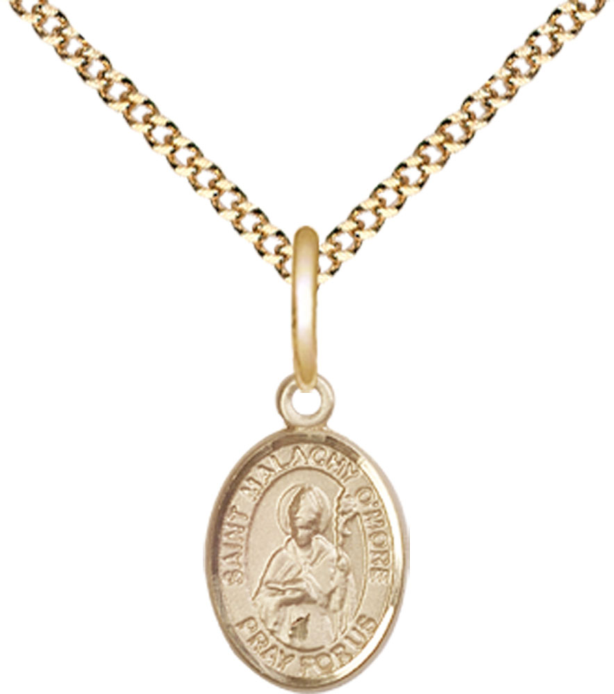 14kt Gold Filled Saint Malachy O'More Pendant on a 18 inch Gold Plate Light Curb chain