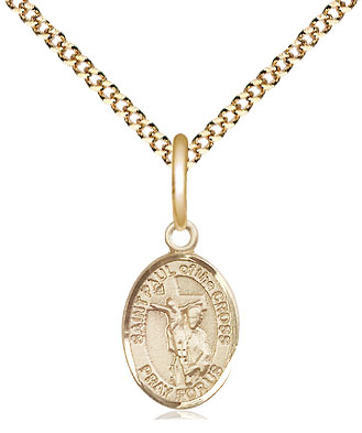 14kt Gold Filled Saint Paul of the Cross Pendant on a 18 inch Gold Plate Light Curb chain