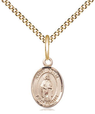 14kt Gold Filled Saint Odilia Pendant on a 18 inch Gold Plate Light Curb chain