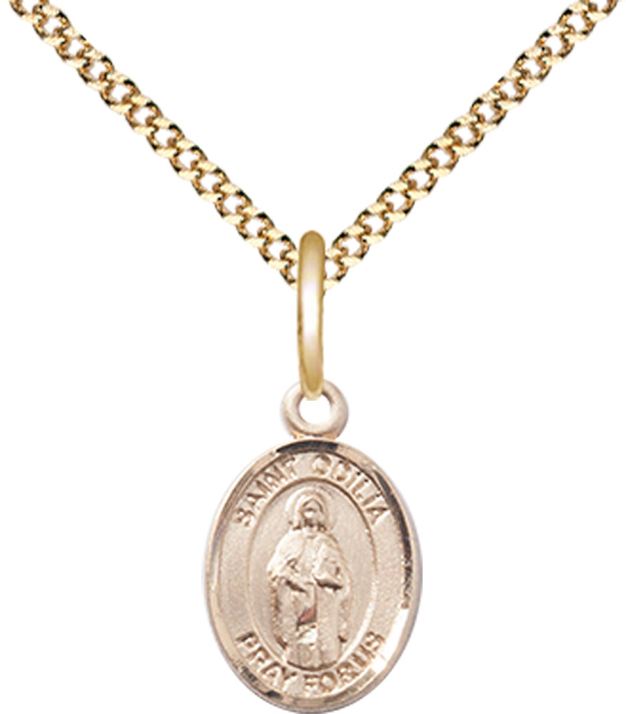 14kt Gold Filled Saint Odilia Pendant on a 18 inch Gold Plate Light Curb chain