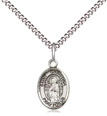 Sterling Silver Saint Christina the Astonishing Pendant on a 18 inch Light Rhodium Light Curb chain