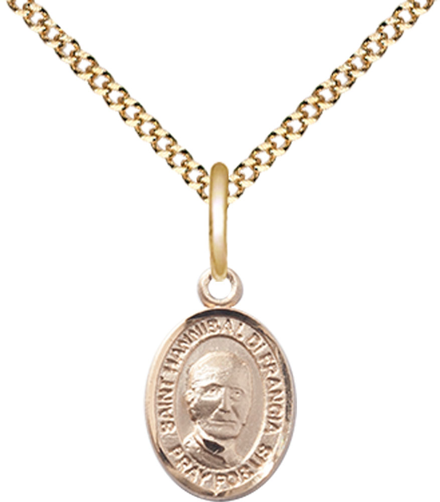 14kt Gold Filled Saint Hannibal Pendant on a 18 inch Gold Plate Light Curb chain