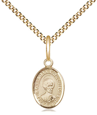 14kt Gold Filled Saint Louis Marie de Montfort Pendant on a 18 inch Gold Plate Light Curb chain