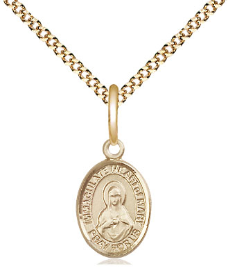 14kt Gold Filled Immaculate Heart of Mary Pendant on a 18 inch Gold Plate Light Curb chain