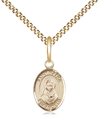 14kt Gold Filled Saint Rafka Pendant on a 18 inch Gold Plate Light Curb chain