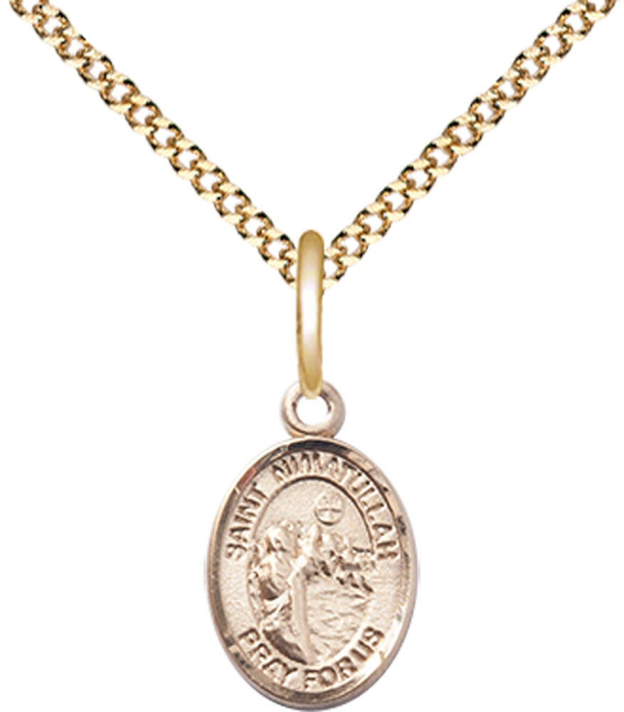14kt Gold Filled Saint Nimatullah Pendant on a 18 inch Gold Plate Light Curb chain