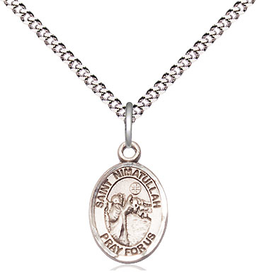 Sterling Silver Saint Nimatullah Pendant on a 18 inch Light Rhodium Light Curb chain