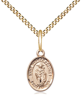 14kt Gold Filled Saint Thomas A Becket Pendant on a 18 inch Gold Plate Light Curb chain