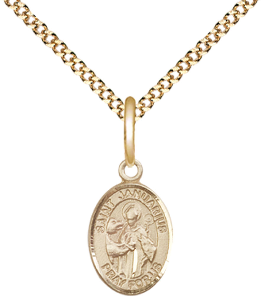 14kt Gold Filled Saint Januarius Pendant on a 18 inch Gold Plate Light Curb chain