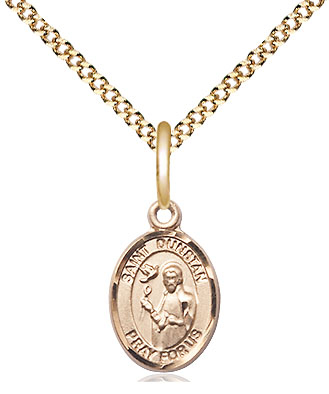14kt Gold Filled Saint Dunstan Pendant on a 18 inch Gold Plate Light Curb chain