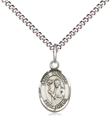 Sterling Silver Saint Dunstan Pendant on a 18 inch Light Rhodium Light Curb chain