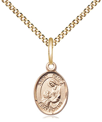 14kt Gold Filled Saint Paula Pendant on a 18 inch Gold Plate Light Curb chain