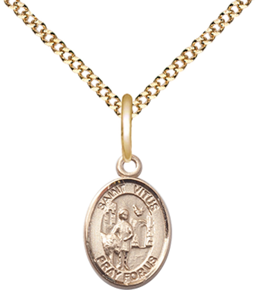 14kt Gold Filled Saint Vitus Pendant on a 18 inch Gold Plate Light Curb chain