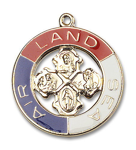Gold Plate Sterling Silver Land, Sea, Air Medal
