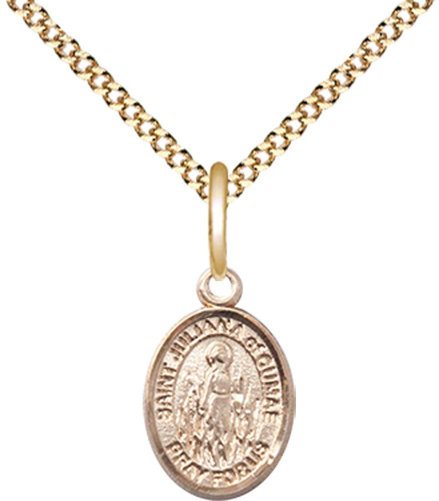 14kt Gold Filled Saint Juliana of Cumae Pendant on a 18 inch Gold Plate Light Curb chain