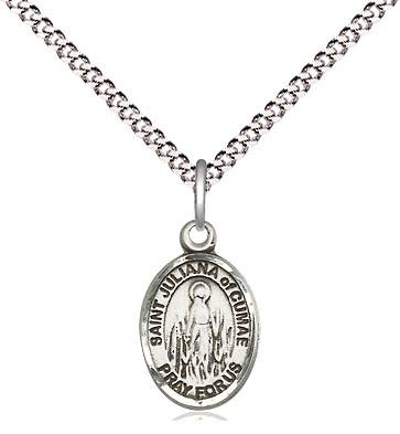 Sterling Silver Saint Juliana Pendant on a 18 inch Light Rhodium Light Curb chain