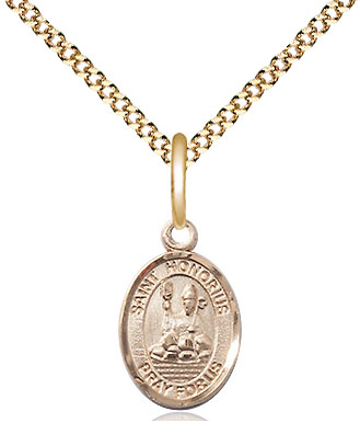 14kt Gold Filled Saint Honorius of Amiens Pendant on a 18 inch Gold Plate Light Curb chain