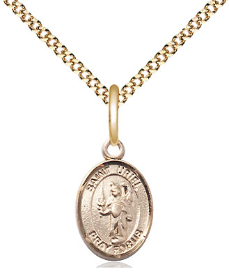 14kt Gold Filled Saint Uriel the Archangel Pendant on a 18 inch Gold Plate Light Curb chain