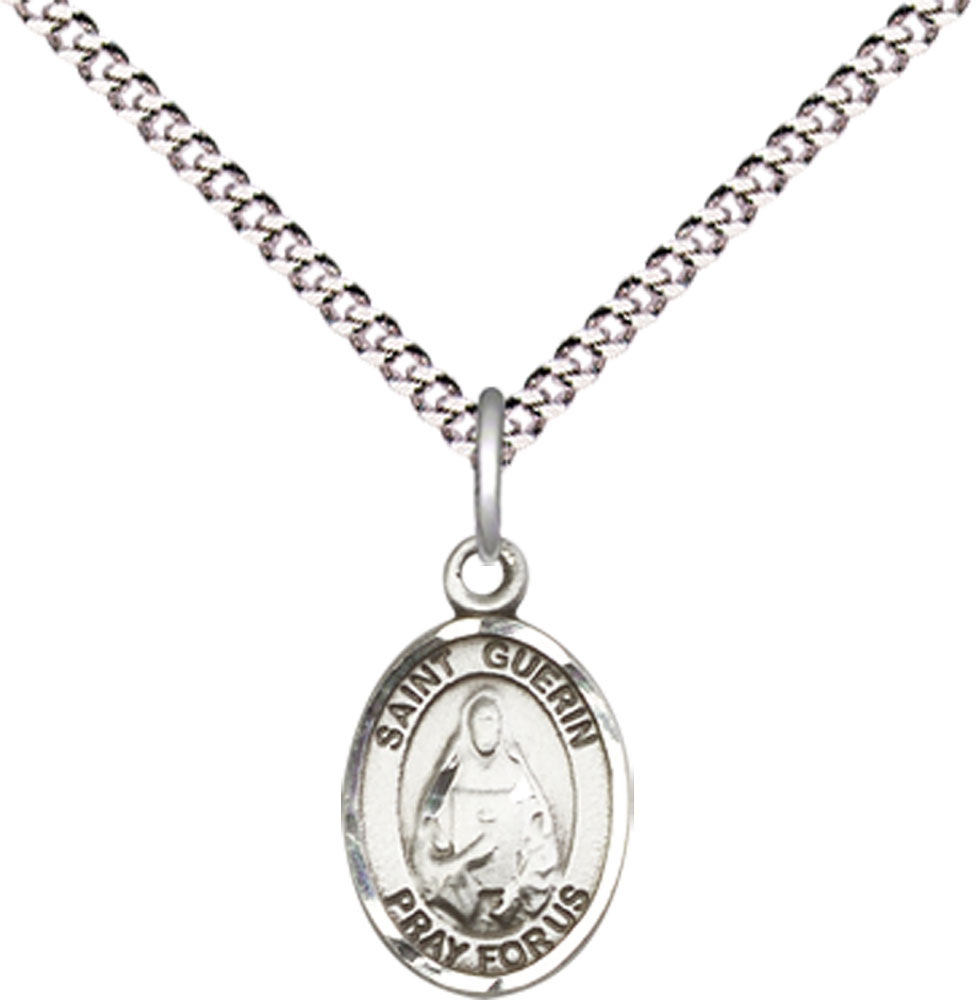Sterling Silver Saint Theodora Pendant on a 18 inch Light Rhodium Light Curb chain
