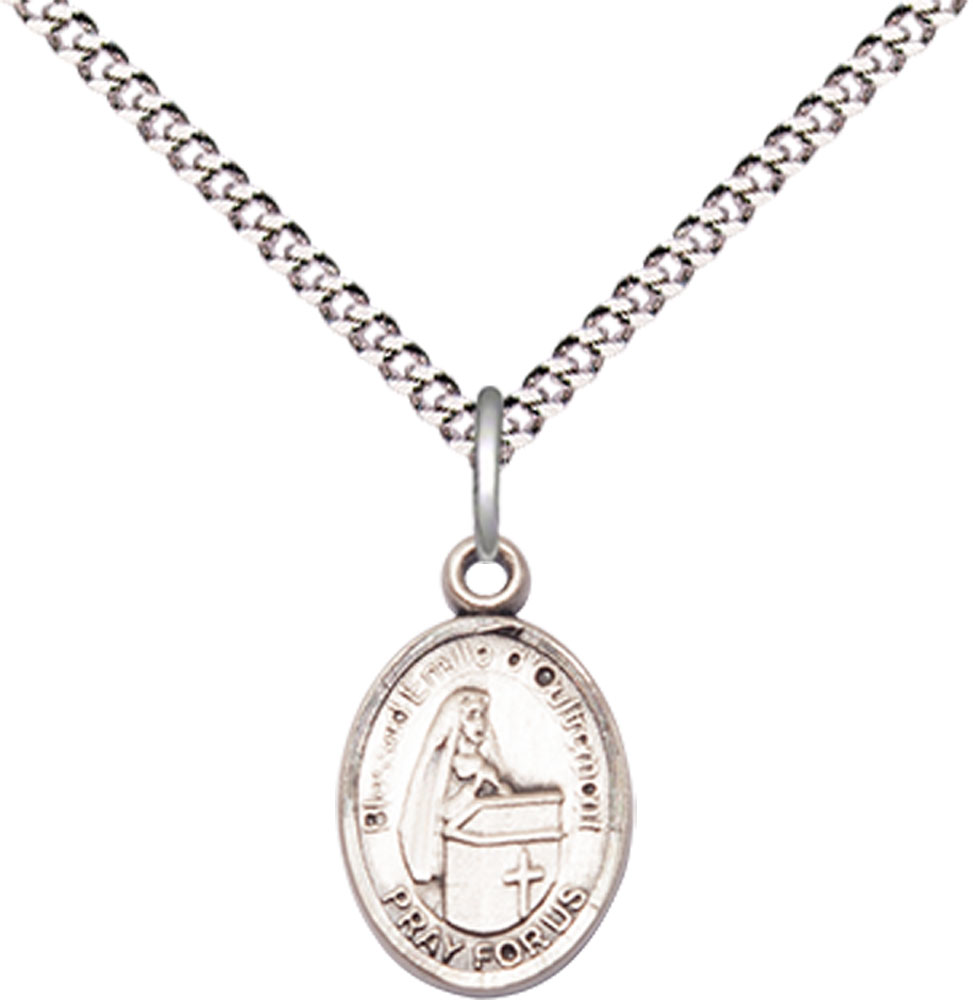 Sterling Silver Blessed Emilee Doultremont Pendant on a 18 inch Light Rhodium Light Curb chain