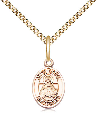 14kt Gold Filled Saint Daria Pendant on a 18 inch Gold Plate Light Curb chain