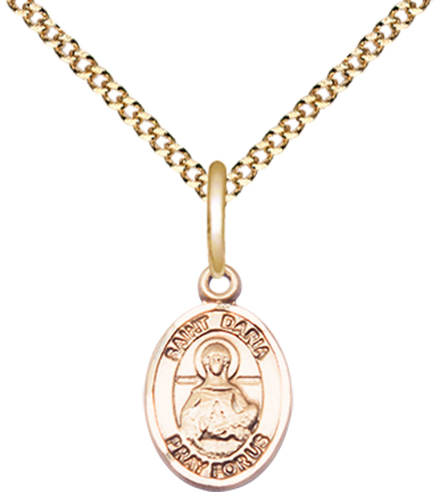 14kt Gold Filled Saint Daria Pendant on a 18 inch Gold Plate Light Curb chain
